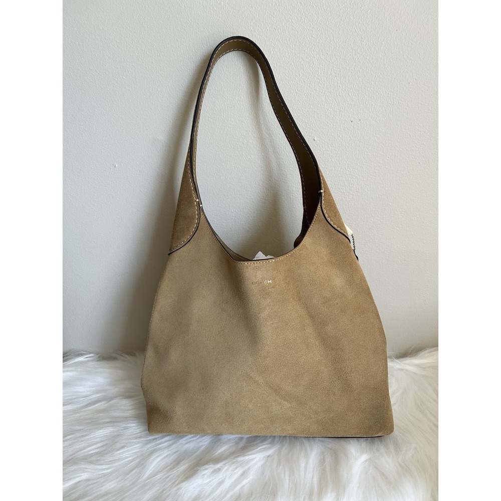 Coach Brooklyn Shoulder Bag 28 Suede Sand Tan Hobo CW637 NEW - Picture 3 of 6